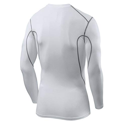 Tca Boys' Pro Performance Long Sleeve Running Compression Base Layer Top - Crew Neck - White, L Boy (10-12 Years) #TOP1