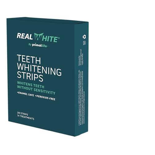 Image of Primal Life Organics Real White Teeth Whitening Strips, All-Natural, Peroxide-Free, 28 Strips, 14 Treatments