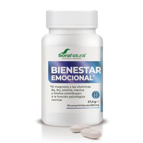 Soria Natural Bienestar Emocional - Combinación de Vitaminas, Minerales y Aminoácidos - Ayuda a mantener la función psicológica normal - Equilibra el Sistema Nervioso - 30 comprimidos de 1250mg