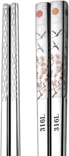 Dohera 2膳 アウトドア箸 菜箸 長さ25cm 27cm 316ステンレス鋼製 鏡面仕上げ 滑り止め加工 中空構造 おしゃれ 軽さ 便携 耐久性 可直火焼 キャンプ バーベキュー 寿司 出張で使う カップル箸 朝食用 業務用 家庭用 贈り物 掃除が簡