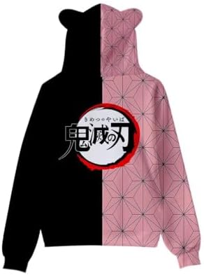 YUESUO Anime Lemon Slayer Hoodies, Unisex 3D Printed Cosplay Sweatshirt for Women Girls (1,XL,), Pink, X-Large