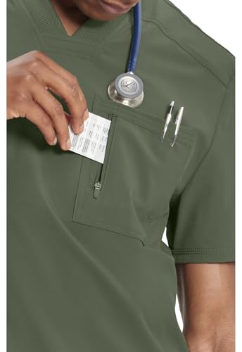 Image of Cherokee Infinity Mens Scrubs Top V-Neck Modern Fit 2 Pocket 360 Stretch