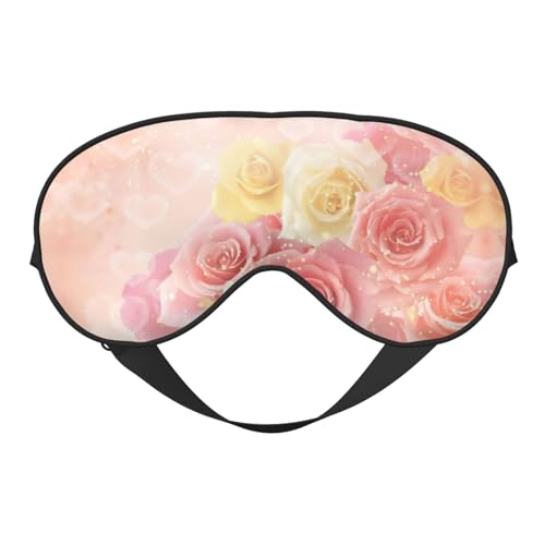 ピンクローズスリープマスク、睡眠用アイマスク、完全に調節可能なストラップアイカバー レディース/メンズ