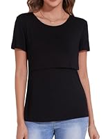 Sosolism Still Tops Sommer Kurzarm Stillshirts Frauen Süß Elegant Postpartale Stillen am Brust T-Shirts Schwarz, Klein