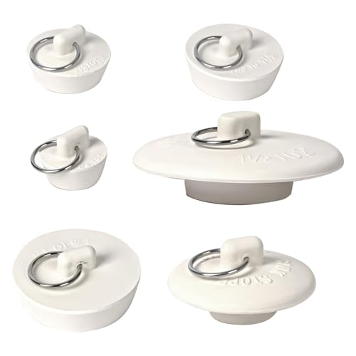 6 Sizes of Sink Stoppers, Bathtub Drain Stopper with Ring Suitable, Rubber Sink Drain for Kitchen, Bathroom and Laundry Sink, Bathtub Accessories