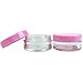 Beauticom 10g/10ml (0.35 Fl Oz) Round Clear Jars with Round Top Lids for Creams, Lotions, Make Up, Powders, Glitters, and more... (Color: Pink Lid, Quantity: 40 Pieces)