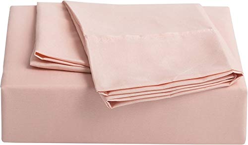 Image of Light Pink Bedsheet with 4 Pillow Covers 400TC 100% Egyptian Cotton Premium 5 Piece Bedsheets Twin Size