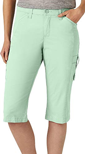 LEE Womens Flex-to-Go Solid Relaxed Fit Cargo Skimmer Capris 8 Mint Green
