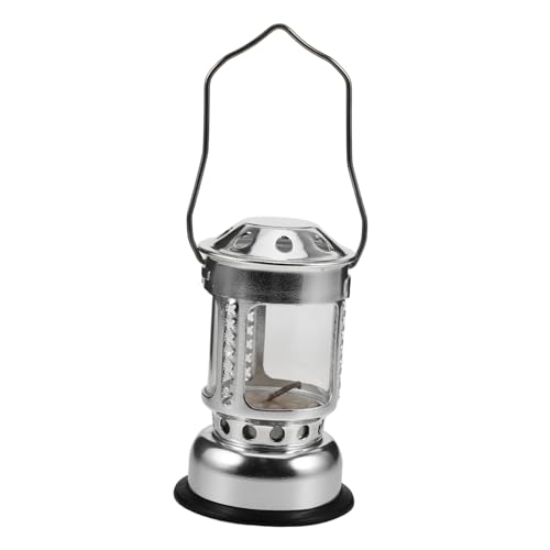Toyvian Lanterne à Bougie Argentée En Alliage D'aluminium Avec Socle, à Suspendre Portable, Lampe De Camping Polyvalente Pour Pêche Nocturne Et Activités Extérieures