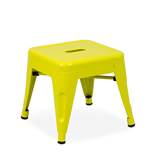 Vaukura Taburete Tolix Kids - Taburete Industrial Metálico Brillo (Amarillo Limón)