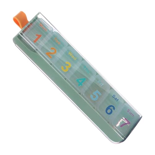Portapillole settimanali 7 giorni pillola giornaliera da viaggio piccole pillole rimovibili 7 scomparti portapillole dispenser per per medicinali e vitamine verde 1
