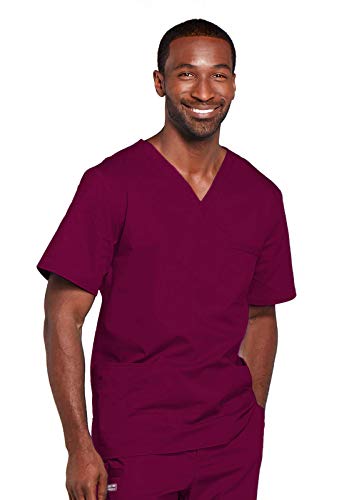 Image of Cherokee Scrubs for Men & Women V-Neck Scrub Top with 4 Pockets, Cotton Blend Soft Stretchy Easy Care Nursing Uniform - 4725