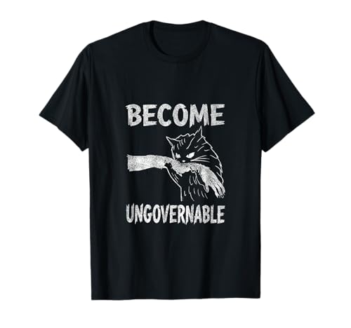 Biting Cats Graphic Saying Ungovernable Meme T-Shirt