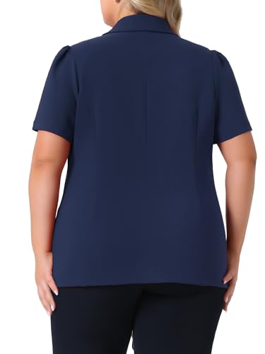Agnes Orinda Plus Size Women Blazers Short Puff Sleeve Notched Lapel Single Breasted Office Blazer Jackets4