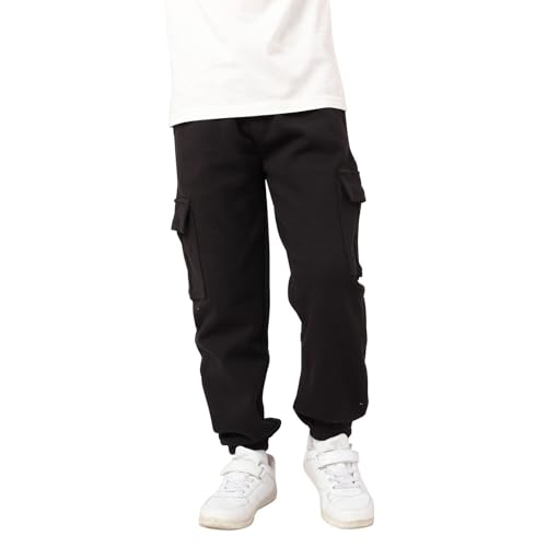 Hotfiary Boys Sweatpants Girls Cargo Trousers with Pockets Children's Activewear Bottom Teens Jogger Pants for Kids 6-14Years