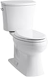Kohler K-3755-0 Kelston Comfort Height Two-Piece Elongated Toilet with Left Lever Less Seat 1.28 GPF