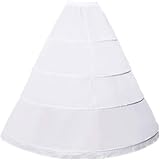 BBSET Women 4 Hoop Petticoat Skirt A-line Crinoline Slips Floor Length Underskirt for Wedding Bridal Dress White