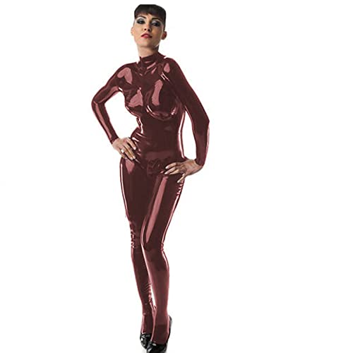 Sexy Hot Vrouwen PVC Betaalde Catsuit Coltrui Skinny Bodysuit Lange Mouw Jumpsuit Paaldansen Kostuums Plus Size Lingere - Afbeelding 4