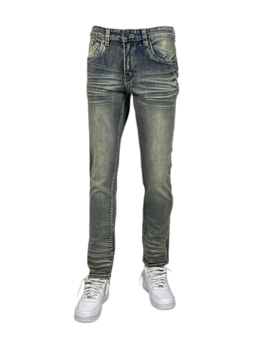 Blind Trust Men's Acid Washed Slim Fit Jeans