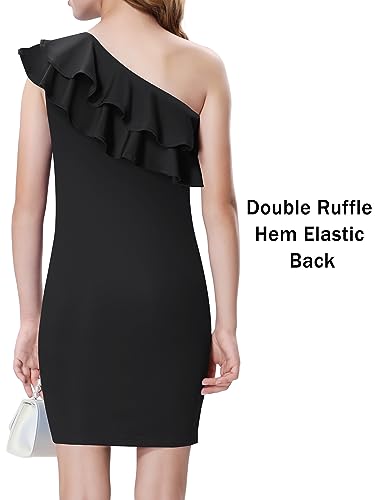 Mebius Girls One Shoulder Party Dress Bodycon Ruffle Trim Sleeve Pencil Summer Dresses for Special Occasions Birthday 8-14Y2
