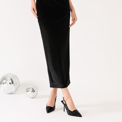Image of RIBONGZ Sexy Slingback Pumps Elegant Dressy Heels for Women Closed Toe Pointy High Heels Wedding Bride Prom Party Evening Shoes