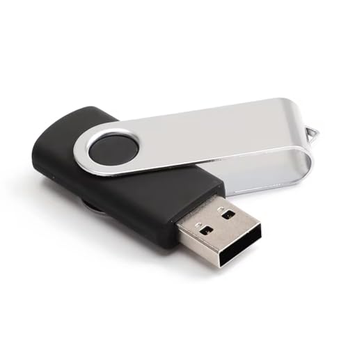Image of CleverlyGifted 32GB | Swivel USB Flash Drive, Black and Silver, Portable Data Storage Device, 2.0, Speed Upto 10 mbps, 1 Pc