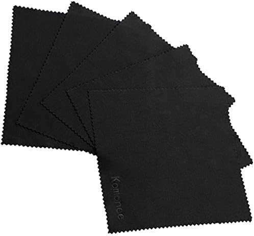 Komonee Microfibre Black Cleaning Cloths For Glasses Sunglasses Lenses Electronics Mobile Phones Cameras Laptops Tablets TV's Jewellery Silverware LCD Screens (Pack of 3)