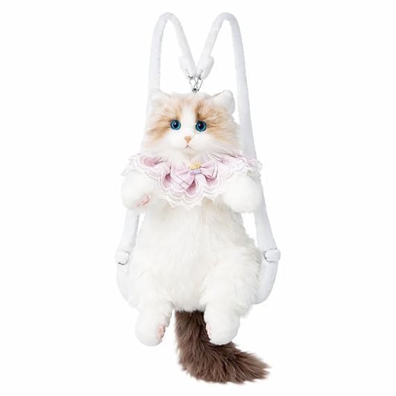 Cute Cat Plush Backpack – Soft Kawaii Animal Bag for Women & Kids, Lightweight Plush School Bag for Pet Lovers-image-45