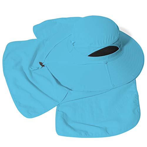 Image of Sun Blocker Hats Outdoor Sun Protection Fishing Cap with Neck Flap Large Brim Outdoor Hat