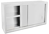 Beeketal 'BWS100' Gastro Küchen Wandhängeschrank aus Edelstahl mit auf Rollen gelagerte Schiebetüren, Hängeschrank mit fest verbautem Einlegeboden - Außenabmessungen (L/B/H): ca. 1000 x 400 x 645 mm