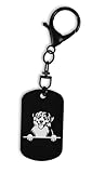Porte-clés en acier inoxydable gravé avec fermoir à clip Motif berger américain miniature, Noir , taille unique