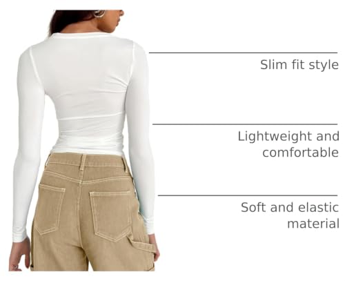 Image of Abardsion Women's Slim Lightweigh Long Sleeve T Shirts | Fall Clothes 2026 Casual Basic Crewneck Going Out Crop Tops Y2K