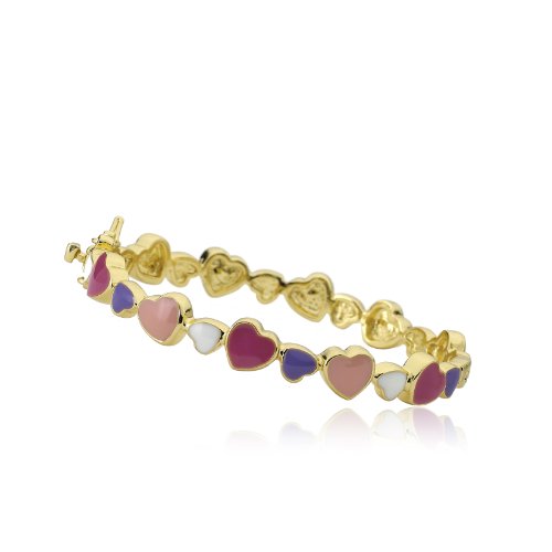 I LOVE My Jewels 14k Gold-Plated Multi Color Cut Out Heart Bangle