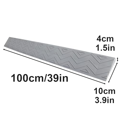 Rampa de goma pesada para entrada con diseño antideslizante para silla de ruedas y robot aspirador (Gris, 100x10x4 cm) miniatura 2