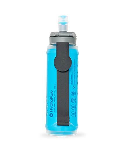 Hydrapak Skyflask Speed 350Ml - Lightweight Collapsible Handheld Running Water Bottle Soft Flask - (350 Ml/12 Oz) - Adjustable Handstrap, Spill-Proof Cap, Malibu Blue #TOP2