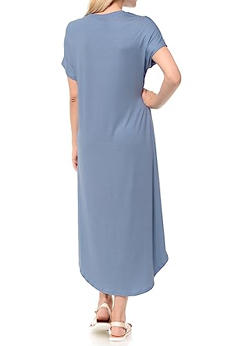 Image of iconic luxe Women's A Line Short Sleeve T Shirt Midi Dress Summer Casual