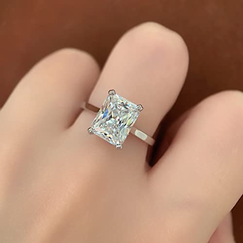 Cgsring 8X10Mm 4 Carat D Color Vvs1 Radiant Cut Solitaire Moissanite Rings Moissanite Engagement Ring Size 4-12 (4.5) #TOP4