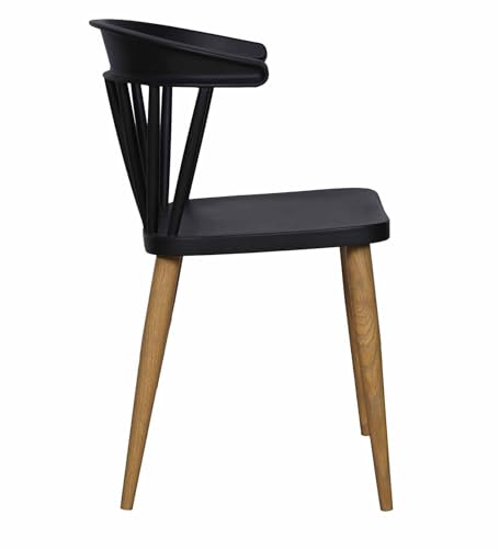 Image of Finch Fox Scandinavian Stylish & Modern Furniture Plastic Living Room Dining Chairs for Cafeteria Seating, Side, Kitchen, Restaurants, Hotels in Black Color (Set of 4)