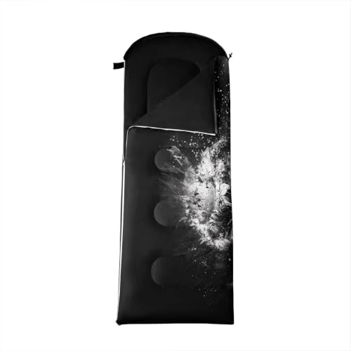 Bolsa de dormir Erosebridal Rectangular para camping, 90" x 31", poliéster, capacidad individual, temporada 3, color negro y blanco miniatura 4
