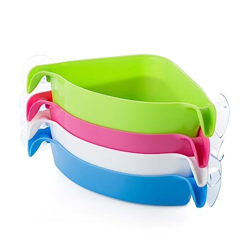 Amosfun Bathroom Corner Shelf Suction Cup Storage Rack Green Wall Triangle Design Suction Cup Bathroom Organizer Easy Install No Tools