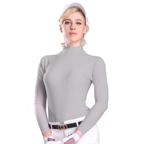 Gaolfuo Chemise de Golf Femmes en Plein air UV protéger crème Solaire Chemise Glace t-Shirts Sport à Manches Longues vêtements Dames vêtements de Tennis (Grise,L) Cover