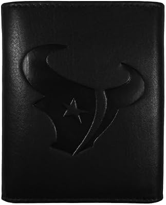 NFL Siskiyou Sports Mens Houston Texans Embossed Leather Tri-fold Wallet One Size Black