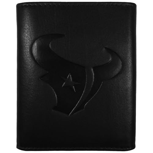 NFL Siskiyou Sports Mens Houston Texans Embossed Leather Tri-fold Wallet One Size Black