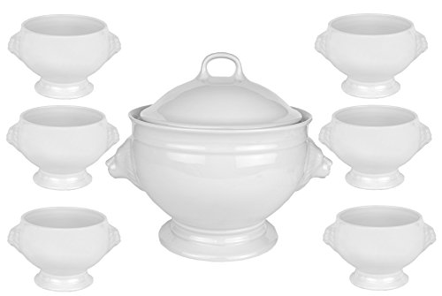 Van Well Set Löwenkopfterrine mit Deckel Porzellan 2,75 Liter & 6...