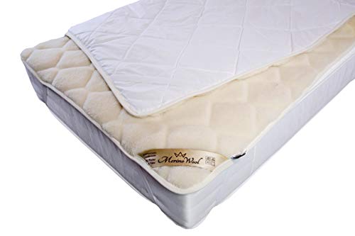 Merino Wool Pura Lana Single Protector de colchón 90 x 190 cm de Caro Cachemira 90/190cm con Correas elásticas en Las Esquinas Cubre