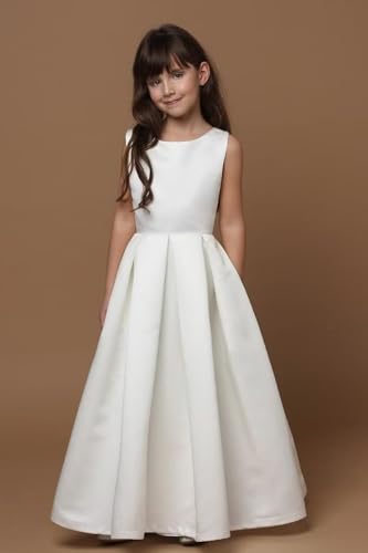 White Flower Girls Dress with Bow Pageant Dress First Communion Dress Birthday Party Dress PY1622
