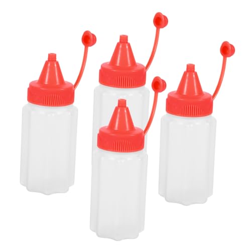 PRETYZOOM 4 in 1 Mini Condiment Bottles Salad Dressing Dispenser Ketchup Mustard Squeeze Bottles Portable Sauce Containers for Home Office and Outdoor
