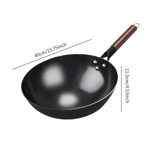Wok sin recubrimiento con mango de madera 40 cm miniatura 3