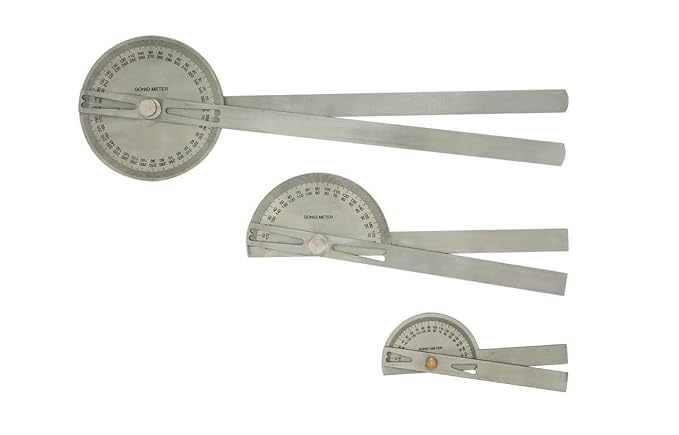 LISAMED Goniometer Degree Protector Angle Finder Arm Rule professional Measurement Scale | Stainless Steel Metal Set of 3 (Small, Medium, Large)-image-11