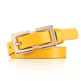 Women's Soft Cowhide Belt Girl Gold Button Metal Women's Thin Belt Women's Jeans Pin Button Decorati